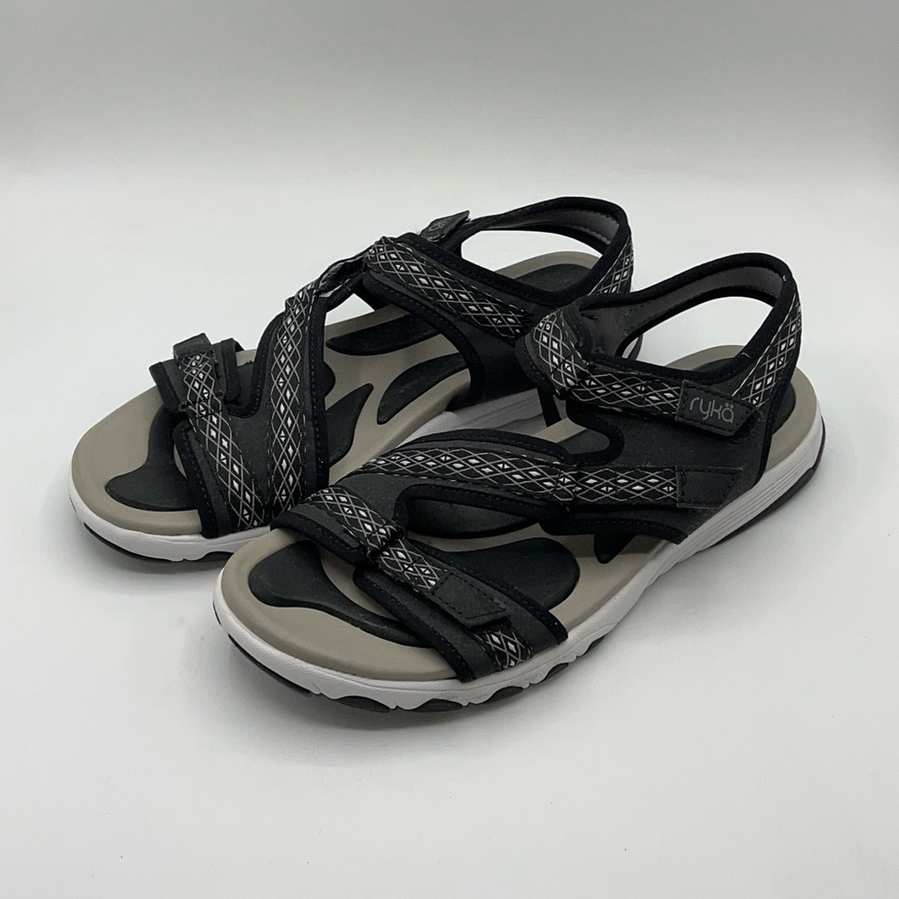 Ryka Ginger Black Print Sandals Womens 9.5